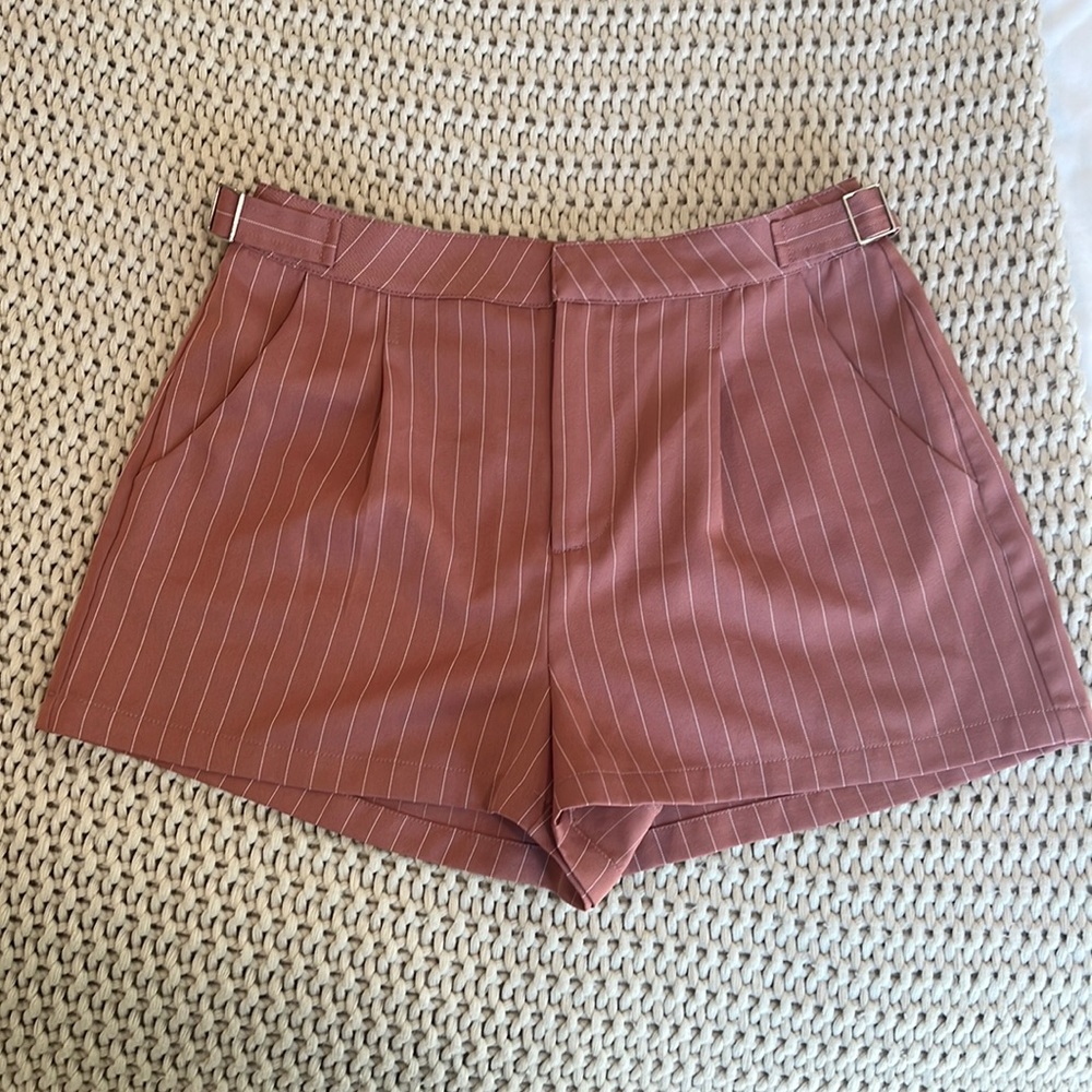 Pink pinstripe shorts